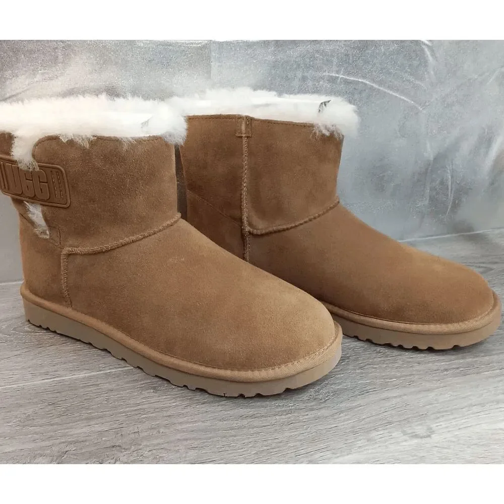 UGG Women's Mini Bailey Logo Strap Boots - Chestnut 11 - Picture 2 of 6